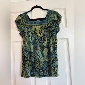 Apt. 9 Women's Paisley Blouse - Black and Green